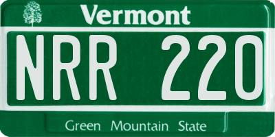 VT license plate NRR220
