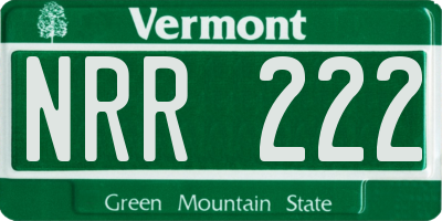 VT license plate NRR222