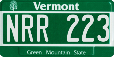 VT license plate NRR223