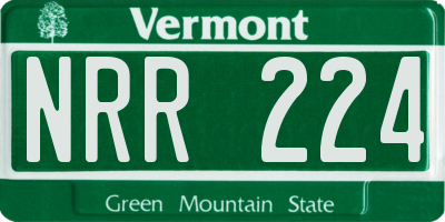 VT license plate NRR224