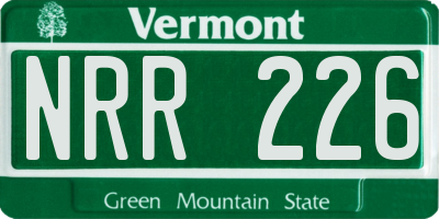 VT license plate NRR226