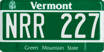 VT license plate NRR227