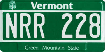 VT license plate NRR228