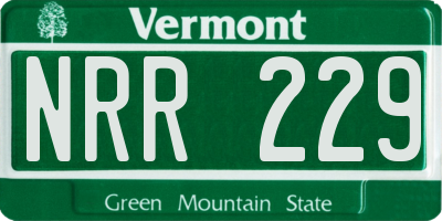 VT license plate NRR229