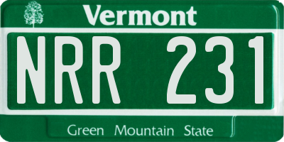 VT license plate NRR231