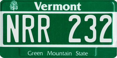 VT license plate NRR232