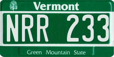 VT license plate NRR233