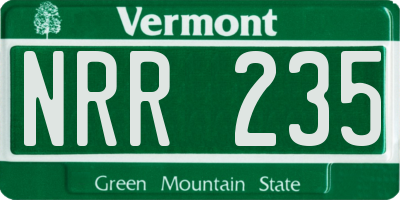 VT license plate NRR235