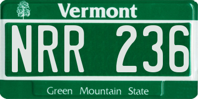 VT license plate NRR236