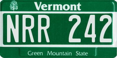 VT license plate NRR242