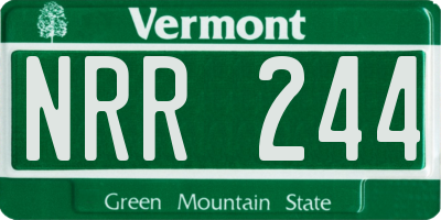 VT license plate NRR244