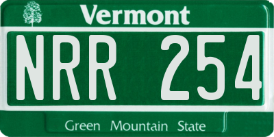 VT license plate NRR254