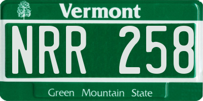 VT license plate NRR258