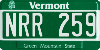 VT license plate NRR259