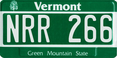 VT license plate NRR266