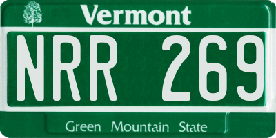 VT license plate NRR269