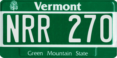 VT license plate NRR270