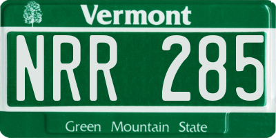VT license plate NRR285