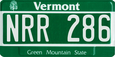 VT license plate NRR286