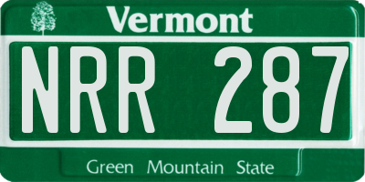 VT license plate NRR287