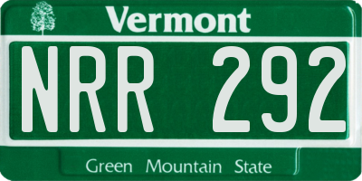 VT license plate NRR292