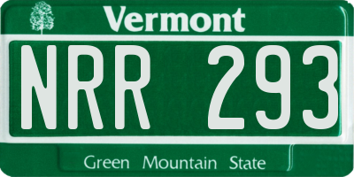 VT license plate NRR293