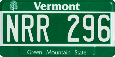 VT license plate NRR296