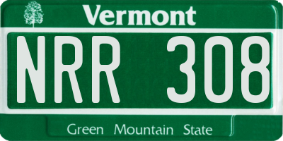 VT license plate NRR308