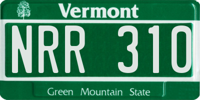 VT license plate NRR310