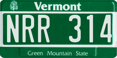 VT license plate NRR314