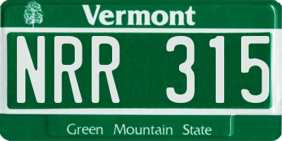 VT license plate NRR315