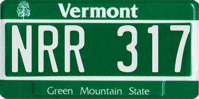 VT license plate NRR317