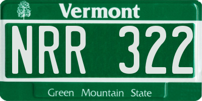 VT license plate NRR322
