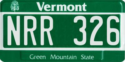 VT license plate NRR326