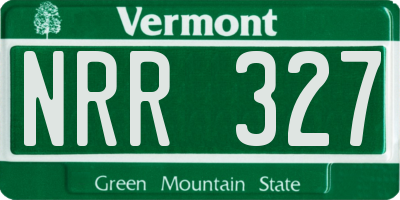 VT license plate NRR327