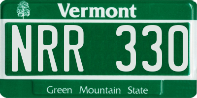 VT license plate NRR330