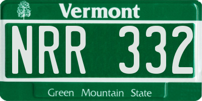 VT license plate NRR332