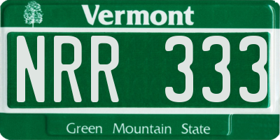 VT license plate NRR333
