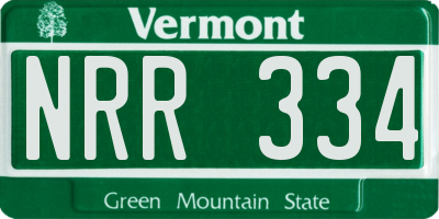 VT license plate NRR334