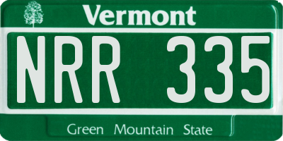 VT license plate NRR335