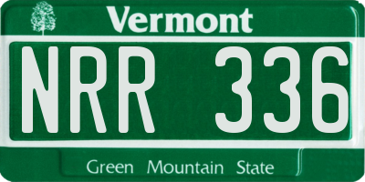 VT license plate NRR336