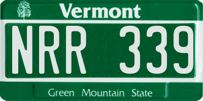 VT license plate NRR339