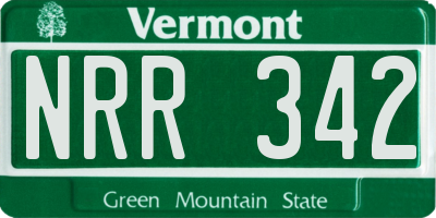 VT license plate NRR342
