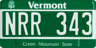 VT license plate NRR343
