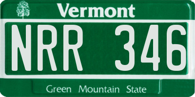 VT license plate NRR346