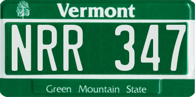 VT license plate NRR347