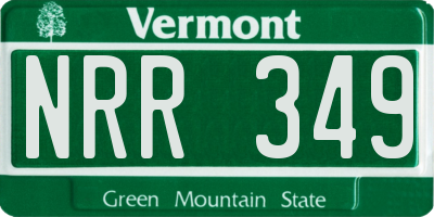VT license plate NRR349