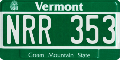 VT license plate NRR353