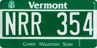 VT license plate NRR354