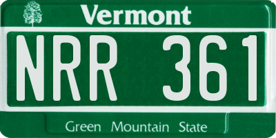VT license plate NRR361